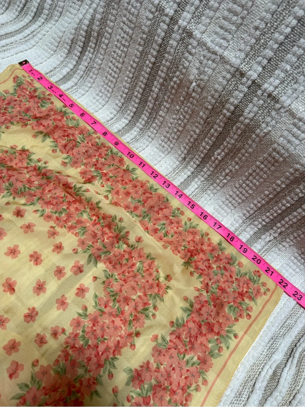 Yves Saint Laurent Yellow Scarf with Coral Floral Border